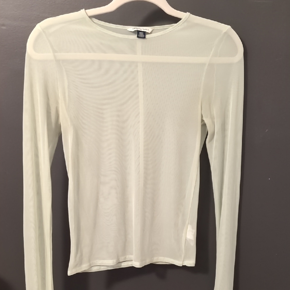 American Eagle Outfitters Sheer Light Green Blouse